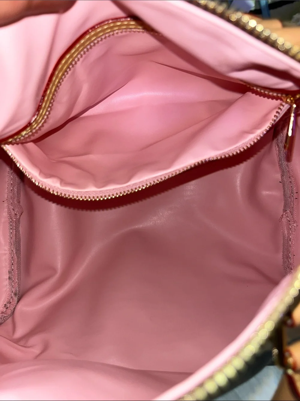 Source Unknown Brown Monogram Satchel with Pink Trim and Tag